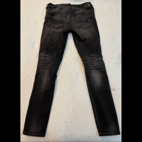 AE American Eagle Jeans - Super Stretch Black Skinny Jegging - Picture 3 of 4